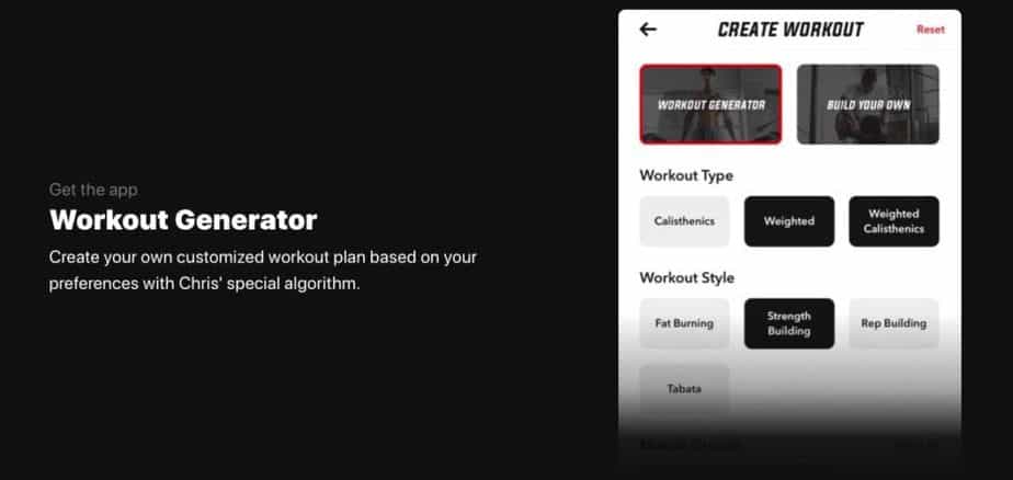 Chris Heria Pro App Workout Generator | ModernCalisthenics.com
